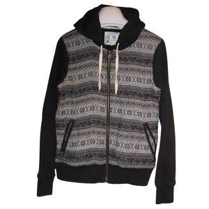 ELEMENT Black and Gray Medium Zip-Up Sweater/ Sweatshirt with Hood and Pockets